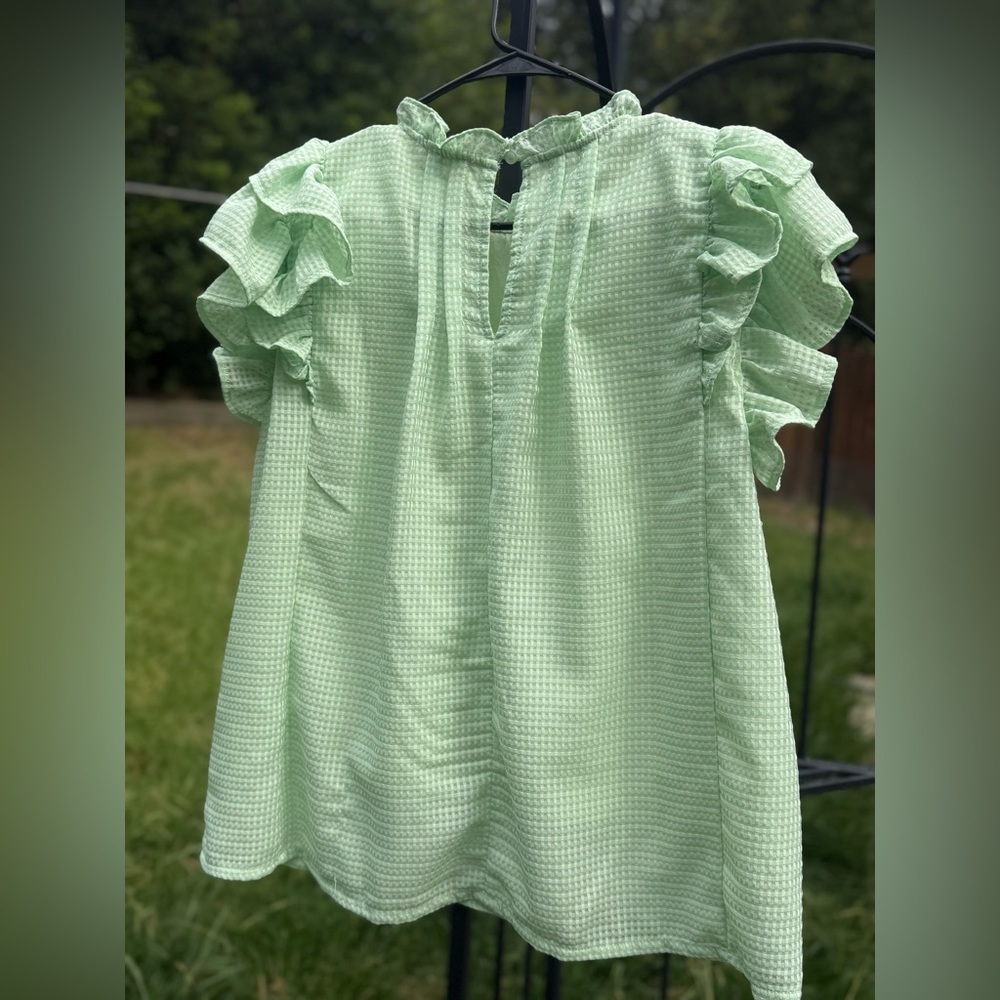 Umgee Mint Green Gingham waffle style Blouse Size Large - Picture 8 of 8